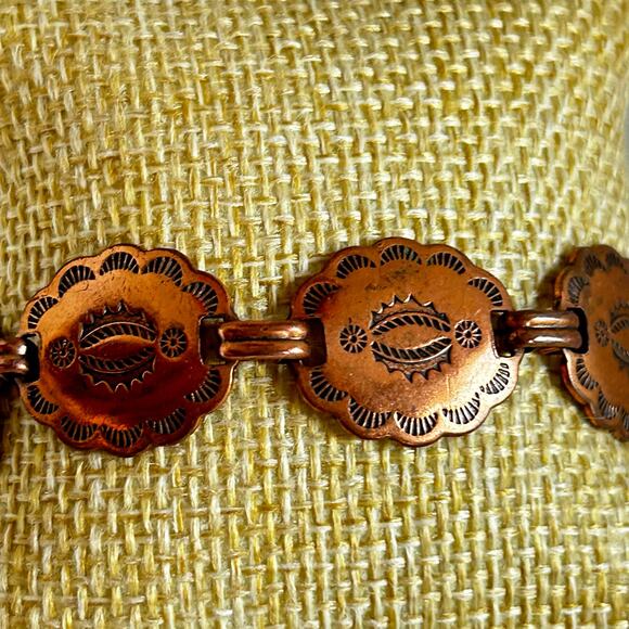 Copper Southwest Style Medallion Link Bracelet - Picture 10 of 12